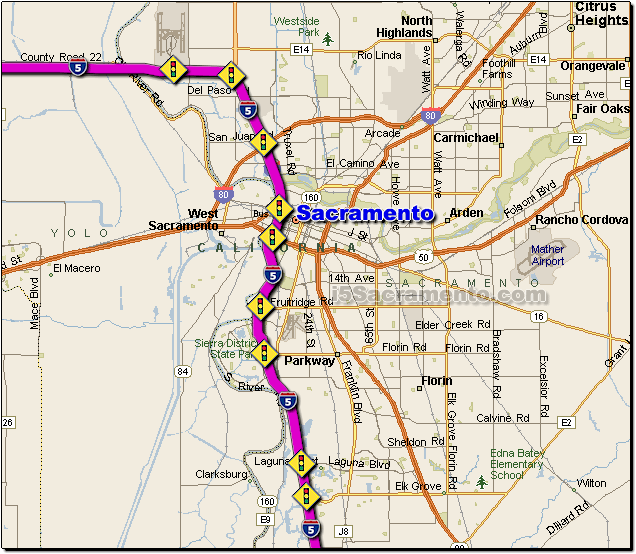 Interstate 5 Sacramento Traffic Road Route Map