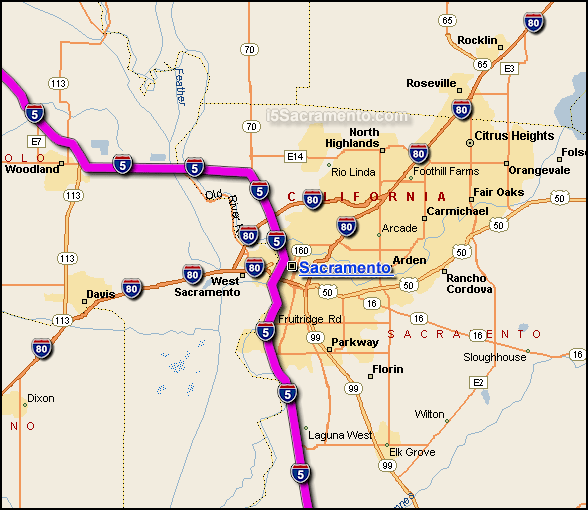 I-5 Sacramento Map